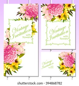 Invitation with floral background