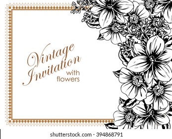 Invitation with floral background