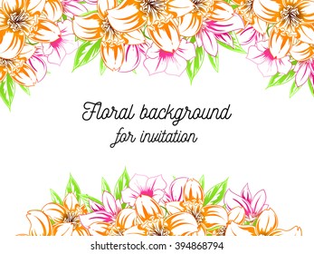 Invitation with floral background