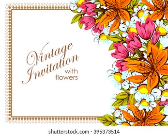 Invitation with floral background