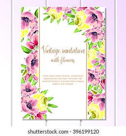 Invitation with floral background