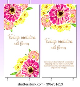 Invitation with floral background