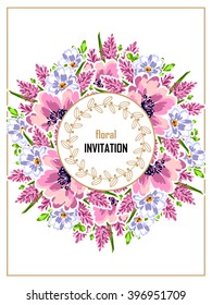 Invitation with floral background