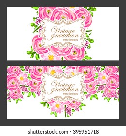 Invitation with floral background