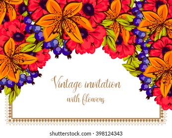 Invitation with floral background