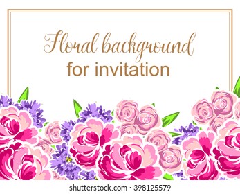 Invitation with floral background