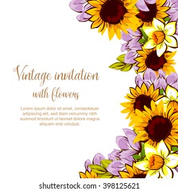 Invitation with floral background