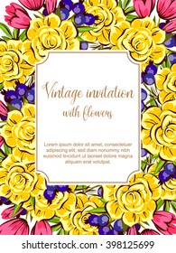 Invitation with floral background