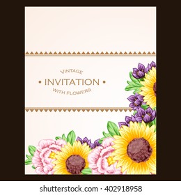Invitation with floral background