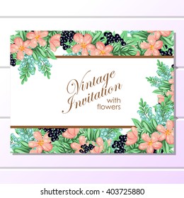 Invitation with floral background