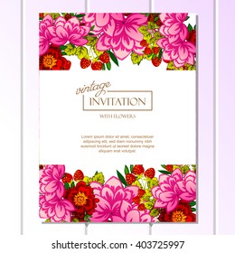 Invitation with floral background