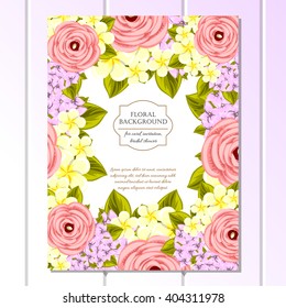 Invitation with floral background
