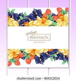 Invitation with floral background