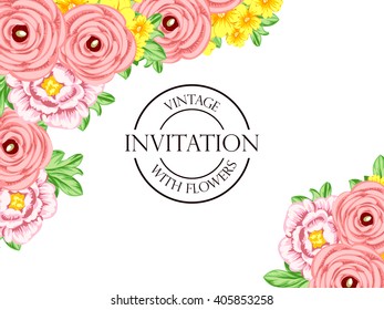 Invitation with floral background