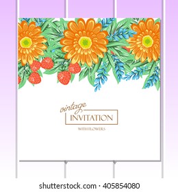Invitation with floral background