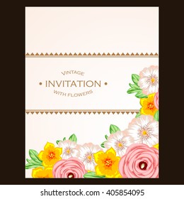 Invitation with floral background