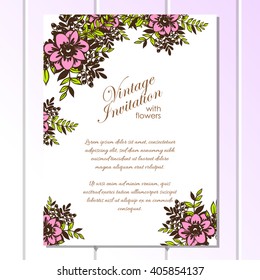 Invitation with floral background