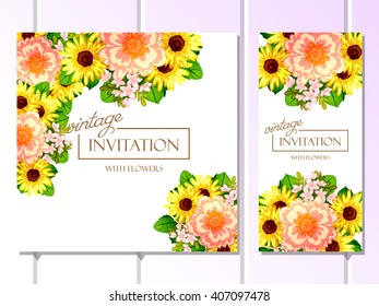 Invitation with floral background