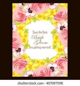 Invitation with floral background