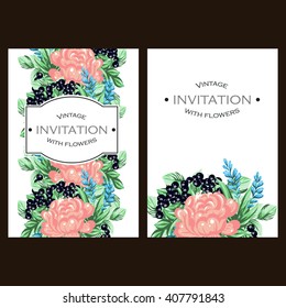 Invitation with floral background