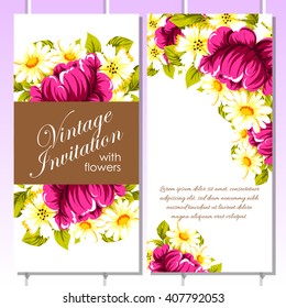 Invitation with floral background