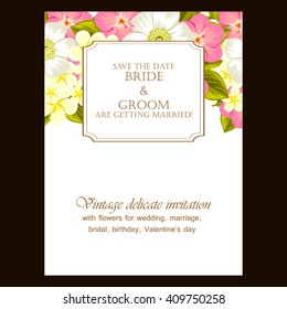 Invitation with floral background