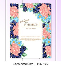 Invitation with floral background