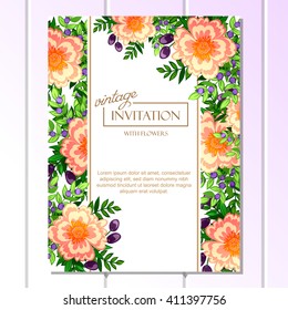 Invitation with floral background