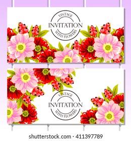 Invitation with floral background