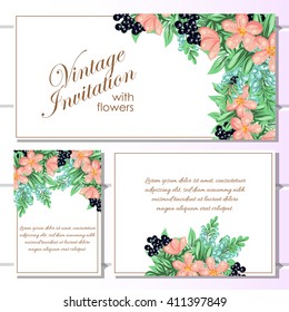 Invitation with floral background