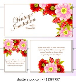 Invitation with floral background