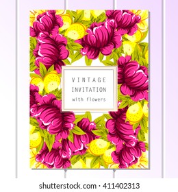 Invitation with floral background