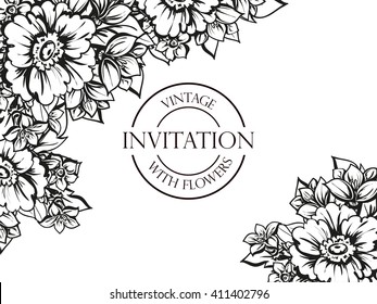 Invitation with floral background