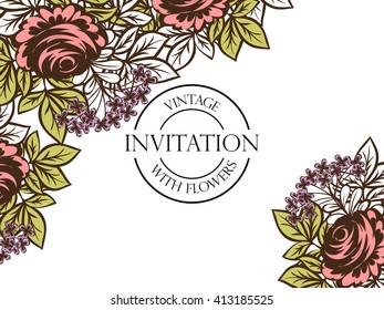 Invitation with floral background