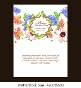Invitation with floral background