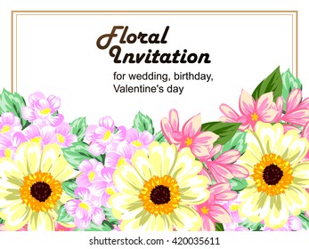 Invitation with floral background