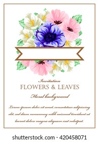 Invitation with floral background
