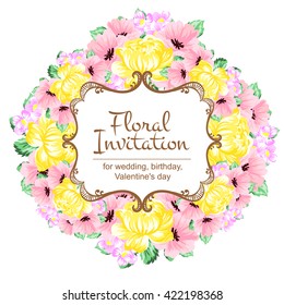 Invitation with floral background
