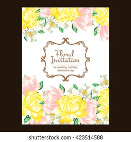 Invitation with floral background