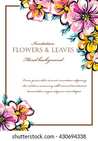 Invitation with floral background