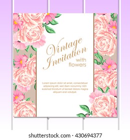 Invitation with floral background