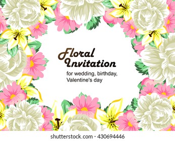 Invitation with floral background