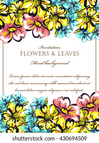 Invitation with floral background