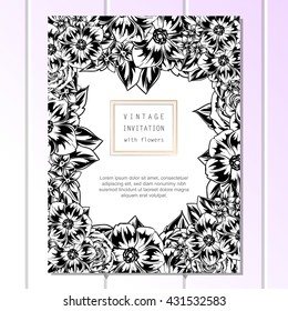 Invitation with floral background