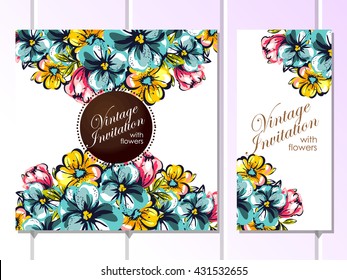 Invitation with floral background