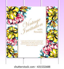 Invitation with floral background