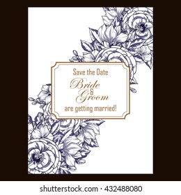 Invitation with floral background