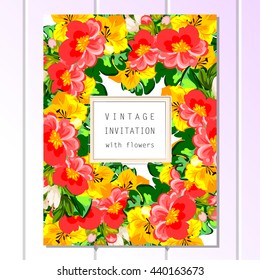 Invitation with floral background