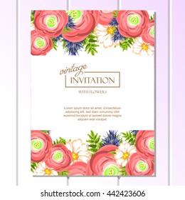 Invitation with floral background