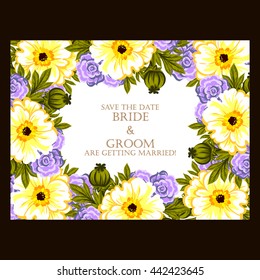 Invitation with floral background